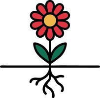 Simple Flower with Roots for Educational and Design Use vector