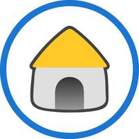 Simple House with Blue Circle and Yellow Roof for Design Projects vector