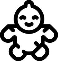 Smiling Baby Face in Gingerbread Style Simple Black Outline vector