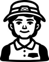 Smiling Cartoon Character with Hat and Uniform Illustration vector