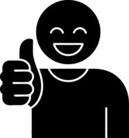 Smiling Face Thumbs Up Black for Positive Feedback and Approval vector