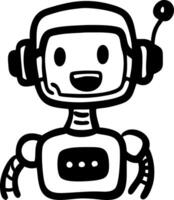 Smiling Robot Illustration with Headset for Tech Designs and Coloring Books vector