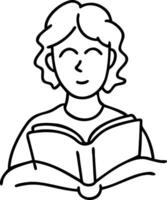 Smiling Woman Reading Book Illustration for Educational and Inspirational Design vector