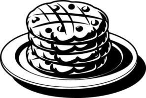 Stack of Chocolate Chip Cookies on Plate Art for Illustrations and Designs vector