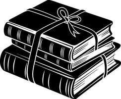 Stacked Vintage Books Wrapped with Ribbon Illustration for Retro Design Projects vector