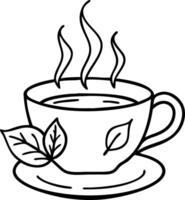 Steaming Herbal Tea Cup with Leaf Design Illustration vector