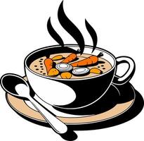 Steaming Illustration Soup Bowl with Fresh Vegetables Carrots and Onions vector