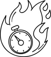 Stopwatch on Fire Outline for Urgency and Speed Concepts vector