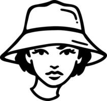 Stylish Woman with Hat Illustration for Fashion Design Projects vector