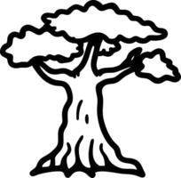 Stylized Tree Illustration Black Outline Boho Nature Art vector