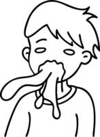 Surreal Line Art of Child with Flowing Mouth Streams for Creative Design Projects vector