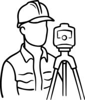 Surveyor with Theodolite Equipment for Construction and Engineering Design vector