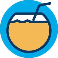 Tropical Coconut Drink with Straw for Summer and Beach Themes vector