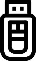 USB Flash Drive Outline Black and White Simple Design vector