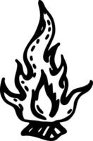 Black Flame Illustration for Tattoo Design and Coloring Book Decor vector