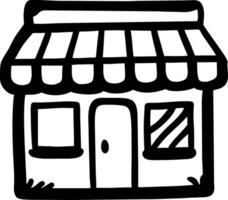 Black Line Art Small Shop for Business Applications and Graphic Design vector