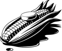 Corn on the Cob with Butter Black and White Illustration for Logos and Designs vector