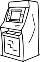 Drawing of Automated Teller Machine ATM Minimalist Line Art Illustration vector