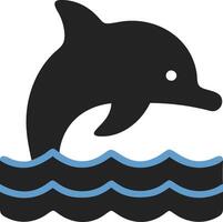 Dolphin Jumping Over Ocean Waves Simple Minimalist Design vector