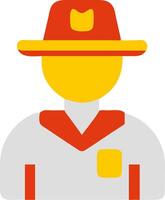 Illustration Cartoon Firefighter in Uniform with Red Hat for Apps and Graphics vector