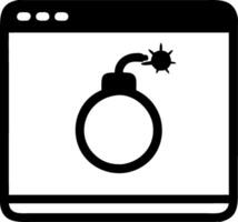 Illustration Computer Screen with Bomb Symbolizing Cybersecurity Threat vector