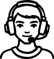 Illustration Customer Support Agent with Headset for Communication and Call Center Use vector