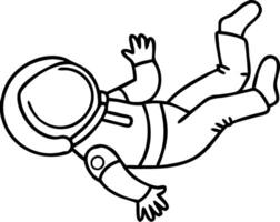 Illustration Cute Astronaut Floating in Space for Coloring Books and Design vector