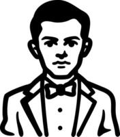 Illustration Formal Gentleman Portrait in Tuxedo with Bow Tie vector