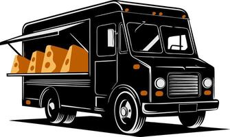 Illustration Gourmet Food Truck with Cheese Display for Marketing and Design vector