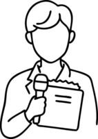 Illustration Generic News Reporter Holding Microphone and Notes vector