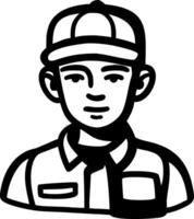 Illustration Male Worker in Uniform Wearing Cap for Avatar or Design vector