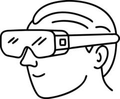 Illustration Man Wearing VR Headset for Technology and Gaming vector