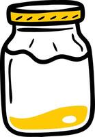 Illustration of Empty Jar with Yellow Lid and Minimal Contents for Design Projects vector