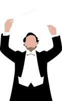 Illustration Orchestra Conductor Holding Batons in Black Tuxedo for Music Design Use vector