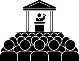 Illustration Public Speech Audience at Podium with Speaker inic Style vector