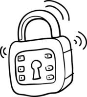 Illustration Vibrating Padlock Symbolizing Security and Alert for Technology Use vector