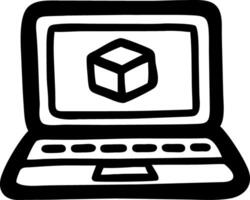 Laptop with 3D Cube for Design and Technology Applications vector