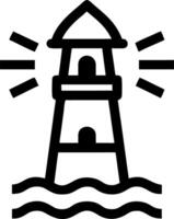 Lighthouse with Ocean Waves and Beacon Rays Perfect for Nautical Themed Designs vector