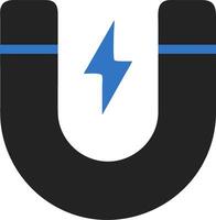 Magnet Symbol with Blue Lightning for Science Education and Design Use vector