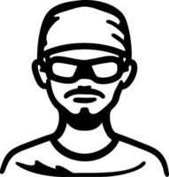 Outline Cool Man with Sunglasses and Bandana Suitable for Tattoos and Graphic Design vector