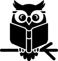 Owl Reading Book on Branch Symbolizing Wisdom Education Learning vector