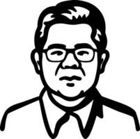 Portrait Illustration of Man with Glasses and Shirt for Design Use vector