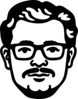 Portrait of Man with Glasses and Mustache for Designs or Prints vector