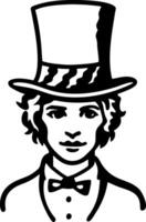 Victorian Gentleman with Top Hat and Bow Tie Illustration for Retro Designs vector