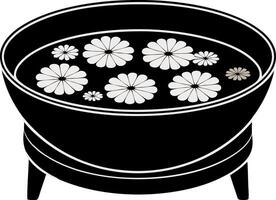 Vintage Floral Bowl Illustration with Floating Flowers for Home Decor and Spa vector