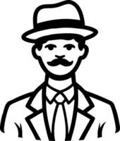 Vintage Gentleman with Hat and Mustache Illustration for Retro Design Projects vector