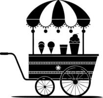 Vintage Ice Cream Cart Silhouette for Design and Decoration Projects vector