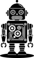 Vintage Robot Illustration with Gears and Circuitry for Design and Coloring vector