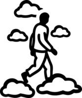 Walking Person Outline Silhouette on Clouds Sky Illustration vector
