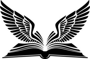Winged Book Symbol of Knowledge and Freedom for Educational Tattoos and Graphic Design vector